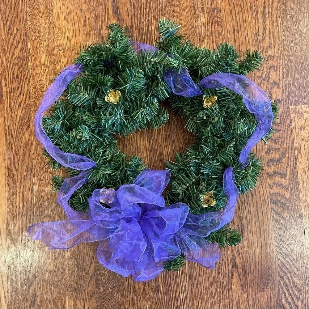 12 inch Artificial Christmas Wreath with 4 Candle Holders